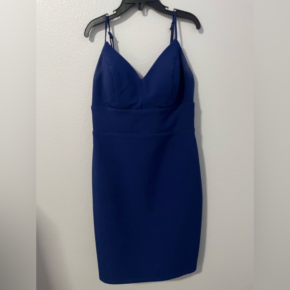 cute blue hoco dress w bow
